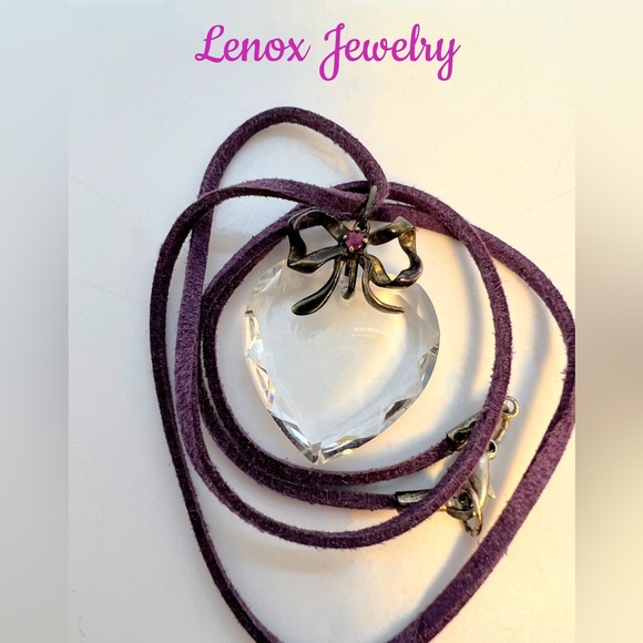 Lenox Crystal Heart Pendant w/Ruby Stone - Picture 4 of 4